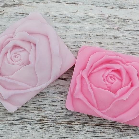 2 Handcrafted Rose Shaped Soaps,  Rose Scented Glycerin-based Shea Butter - Picture 3 of 4